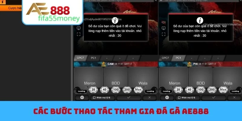 Các bước thao tác tham gia đá gà AE888